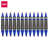 قلم ماركر دائم مزدوج الرأس من Deli، موديل U104/بألون الازرق - Sooqja سوقجة